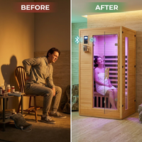 2024 Upgrade 1 to 2 Person Infrared Sauna, Low EMF Infrared Sauna for Home, Indoor Sauna Room, Hemlock Wooden Far Infrared Sauna, Dry Sauna with Bluetooth Speakers, LED Reading and Chromotherapy Lamp — Before & After