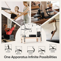 Pilates Reformer Kit, Deluxe Premium Maple Machine with Reformer Box, Jump Board & Adjustable Resistance, Smooth Glide for Home or Studio