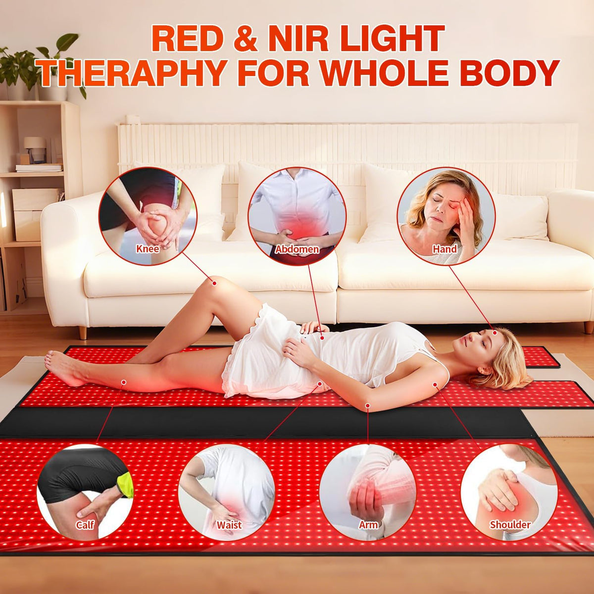 Red Light Therapy for Body, 660Nm & 850Nm Infrared Light Mat for Home Use