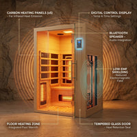 Far Infrared Sauna European Aspen Wood 1 Person Infrared Sauna for Home 905W Low EMF Mini Indoor Sauna with Bluetooth Speakers, Right Door — How It Works