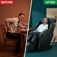 Jin Espresso Synthetic Leather SL Track Massage Chair — Before & After