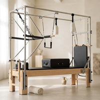 Pilates Reformer Kit, Deluxe Premium Maple Machine with Reformer Box, Jump Board & Adjustable Resistance, Smooth Glide for Home or Studio — Studio Shot