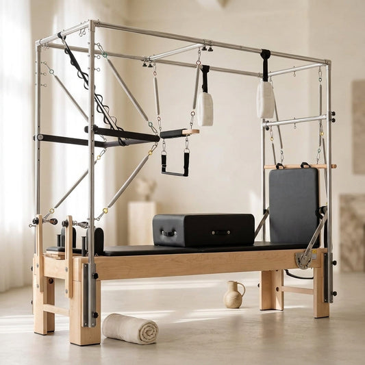 Pilates Reformer Kit, Deluxe Premium Maple Machine with Reformer Box, Jump Board & Adjustable Resistance, Smooth Glide for Home or Studio