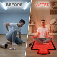Red Light Therapy Mat for Full Body, 76.8'' X 33.4'' Red Light Therapy Blanket, 1370 (660Nm & 850Nm) Leds for Home Use, 3 Modes & Adjustable Timer, Premium Leather — Before & After