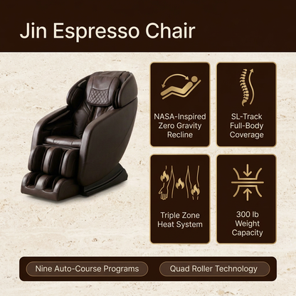 Massage Chair Built for Deep Restoration, Zero Gravity Recline, SL-Track System, Quad Roller Technology, Heat Therapy