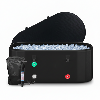 XXL Drop Stitch Ice Bath Tub for Recovery 216 Gal, Compatible with Water Chillers, Cold Plunge Tub with Insulated Lid, Multi-Layer Portable Bathtub for Cold Water Therapy(59In*32.2In*27In)