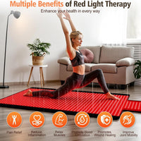 Red Light Therapy Mat for Full Body, 76.8'' X 33.4'' Red Light Therapy Blanket, 1370 (660Nm & 850Nm) Leds for Home Use, 3 Modes & Adjustable Timer, Premium Leather