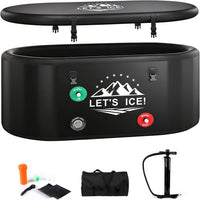 Inflatable Ice Bath Tub for Athletes – 216-Gallon Cold Plunge Tub with Insulated Lid, Full-Body Stretch Design, Insulated & Water Chiller Compatible, Portable for Indoor & Outdoor Recovery